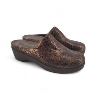 Mephisto Satty Bronze Metallic Leather Mules Women’s Size‎ 39 EU US 9 Comfort
